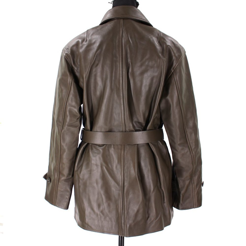 Anine Bing Monroe Buttery Soft Leather Belted Jacket Coat Dark Green X-Small NEW - Picture 8 of 11